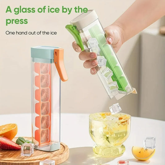 Ice Cube Mold and Trays Food-grade Ice Tray with Lid One Handed Deicing Pressing Ice Lattice Mold Spillproof Ice Cube Tray Maker