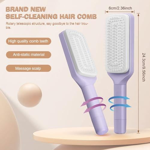 Self Cleaning Hairbrush Women Hair Brush One-key Cleaning Hair Loss Airbag Scalp Massage Comb Anti-Static Hairbrush